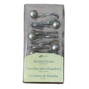 VTG Zenith Shower Hooks (12) 98NNSB Metal Brushed Gold Ball Accent Bathroom